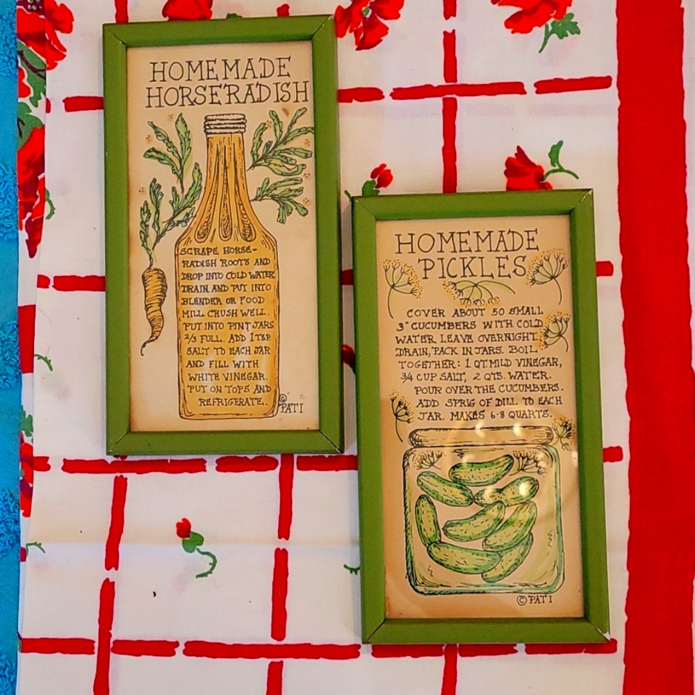 Fun vintage kitchen art recipe pictures